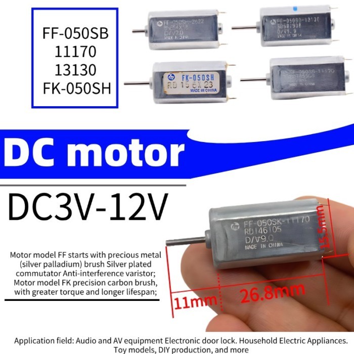 5PCS  FF-050SB-11170 13130 FK-050SH DC Motor 3V-12V High Torque Long Lifespan, Miniature Gear Motor