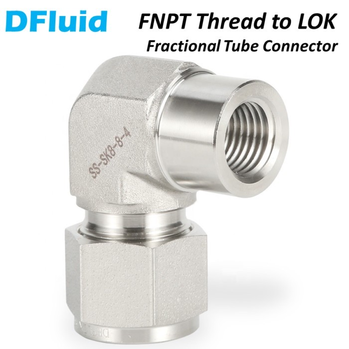 SS316L Female Elbow NPT - LOK 1/8 1/4 3/8 1/2 3/4 inch Tube Fitting 3000psig High Pressure Stainles