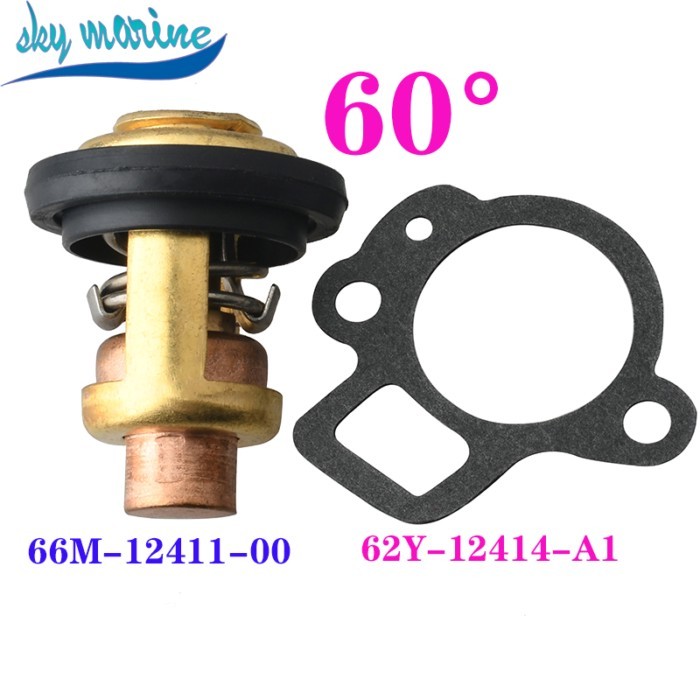 Thermostat 66M-12411-00 6G8-12411 and Gasket 62Y-12411-A1 for YAMAHA 4 stroke 2.5HP 4HP 8HP 15HP 30