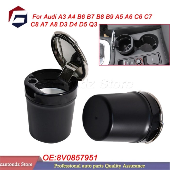 Car Ashtray Garbage Coin Storage Cup with logo 8V0857951 For Audi A3 A4 B6 B7 B8 B9 A5 A6 C6 C7 C8