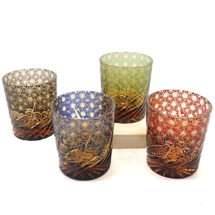 Hand Carved Japanese Edo Kiriko Whiskey Crystal Glass Sake Glass Crystals Whiskey Cup