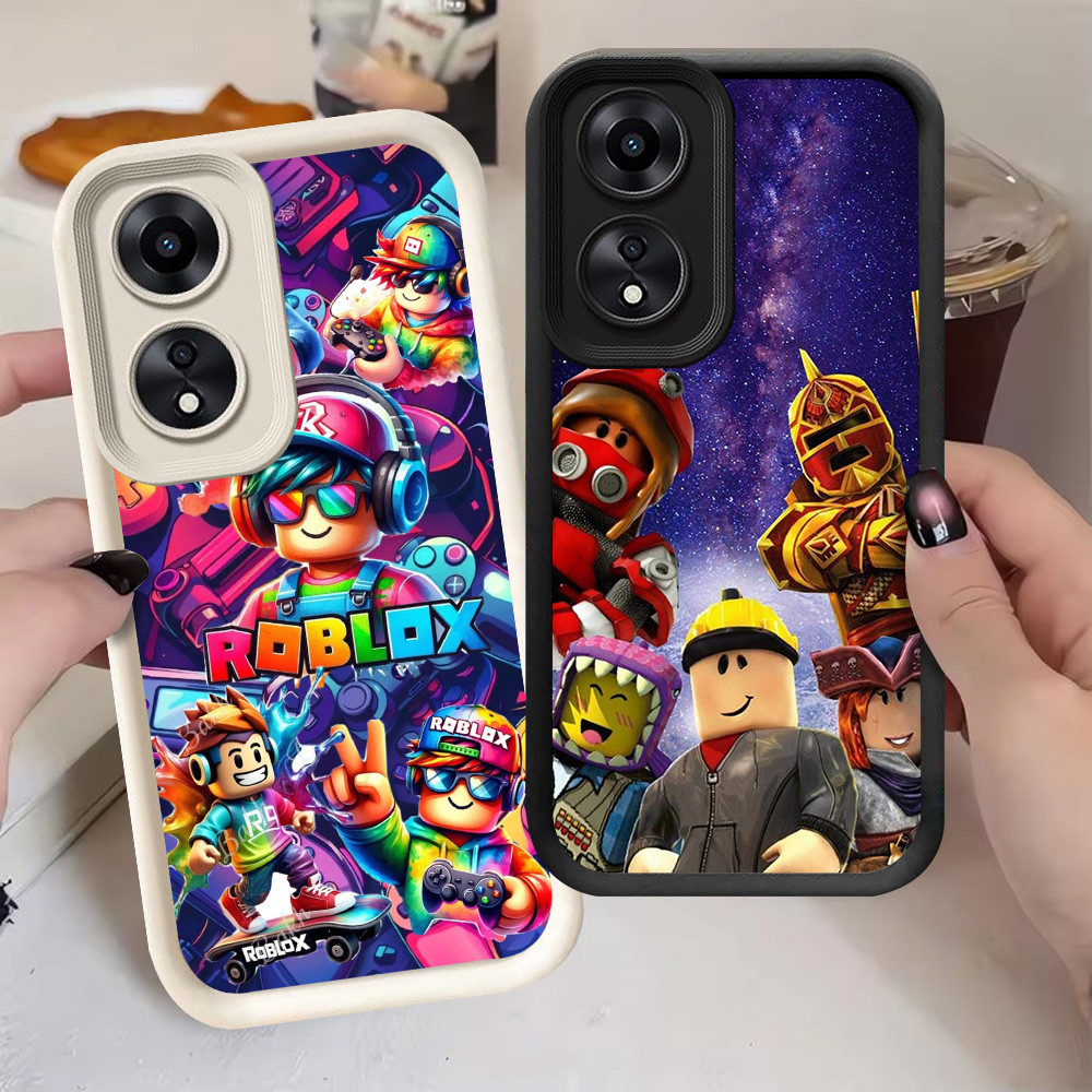 G-5 Roblox Casing สําหรับ OPPO A58 A18 A60 A38 สีดําและสีขาว