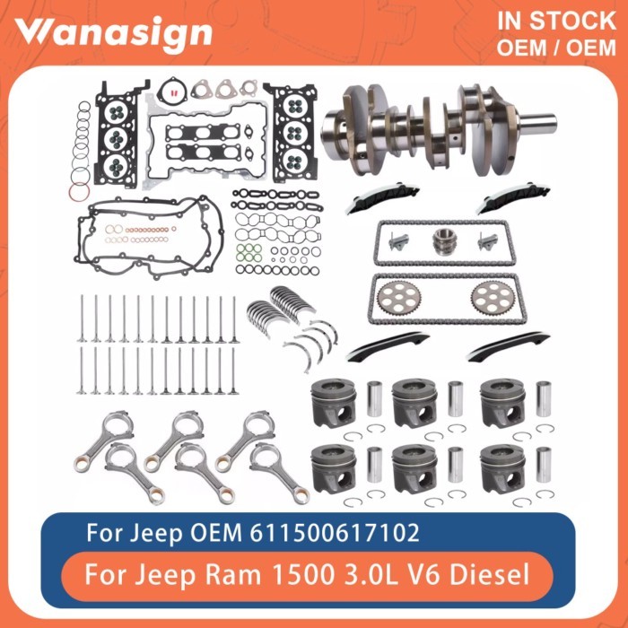 Engine Rebuild Kit Crankshaft Piston Rods Fit 3.0 T For Jeep Chrysler Ram 1500 300C EXN EXF 3.0T V6