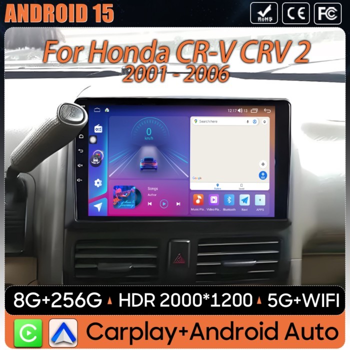 Android 15 Car Radio For Honda CR-V CRV 2 2001 - 2006 Video Carplay Screen GPS Navigation No 2din 4