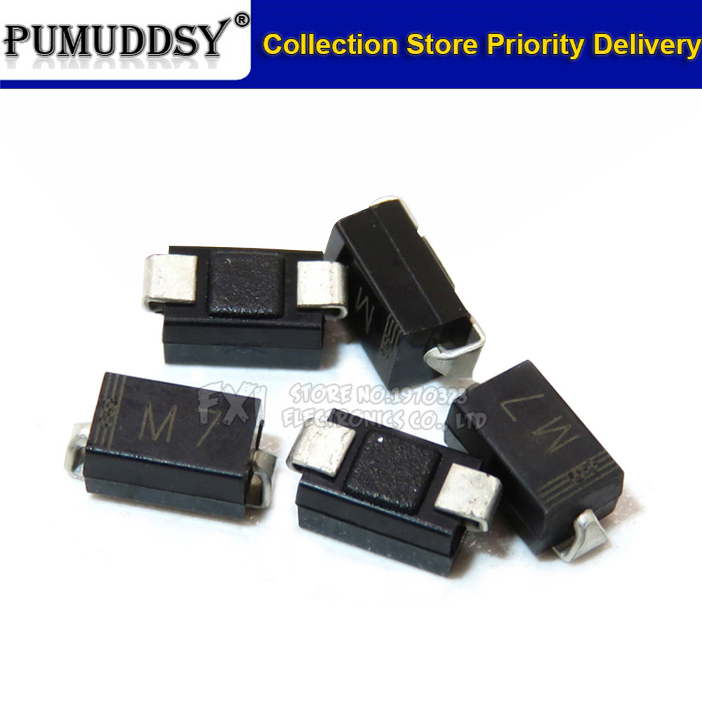100PCS 1N4007 SMD DIODE M7 1A 1000V IN4007 วงจรเรียงกระแสไดโอดใหม่เดิม