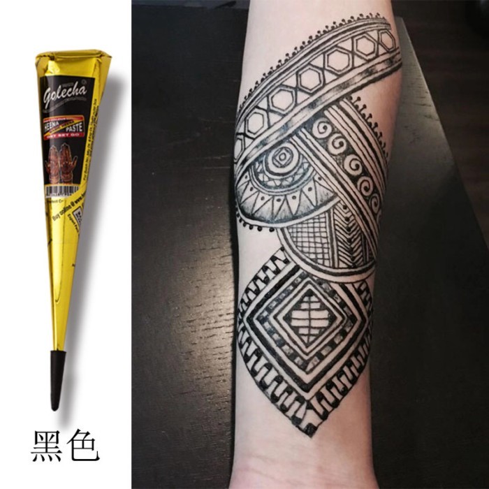 [ข้อเสนอพิเศษ] Black Henna HAND-Painted Cream India golecha Henna สติ๊กเกอร์รอยสัก Body Painting Han