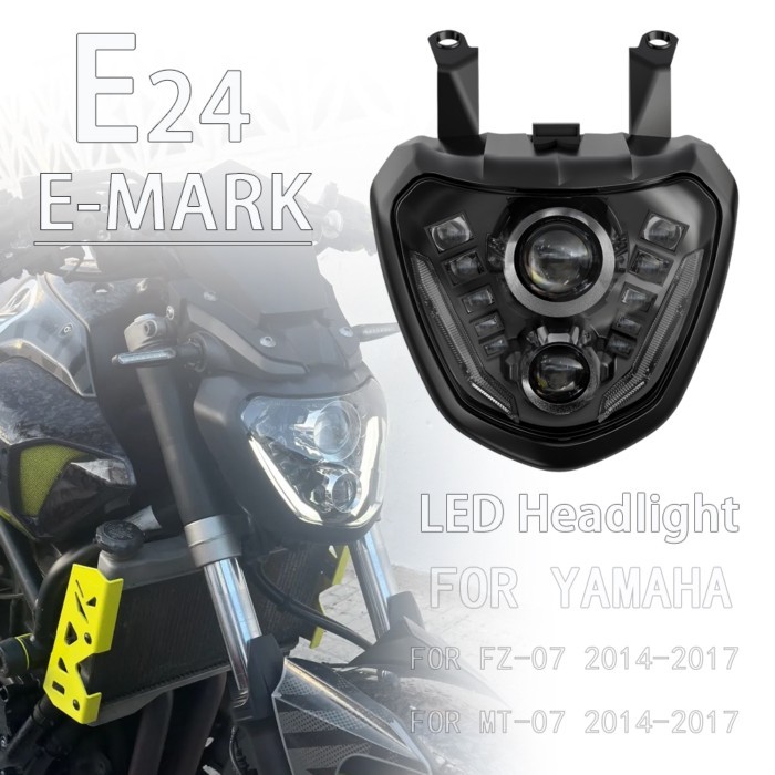 LED Headlight Headlamp For Yamaha MT-07 MT07 MT 07 FZ-07 FZ07 2014-2017 E24 E-mark Motorcycle Head