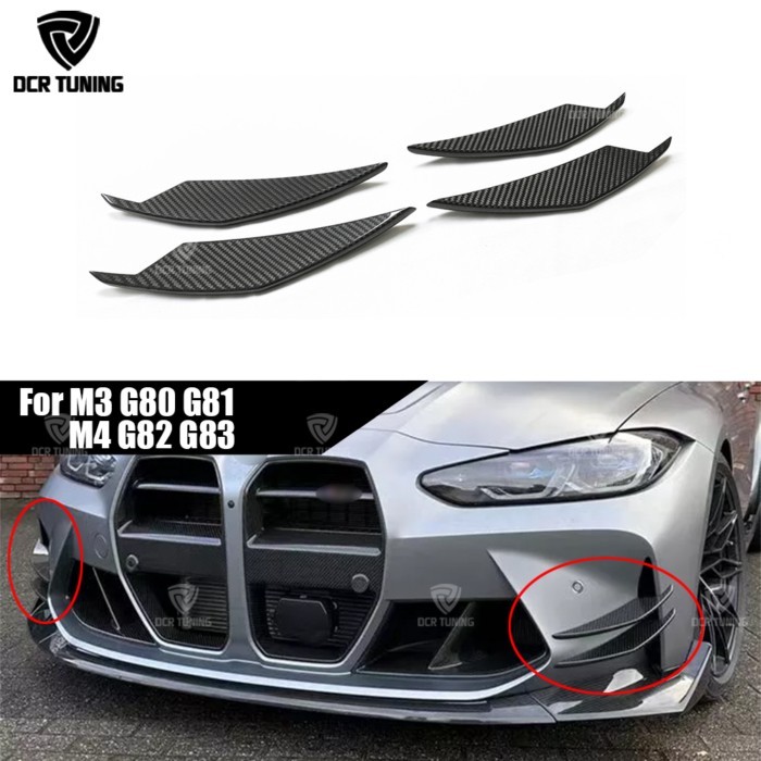 4Pcs M3 M4 Front Side Wings For BMW G80 G81 M3 G82 M4 touring AC Style Real Carbon Fiber Bumper Can
