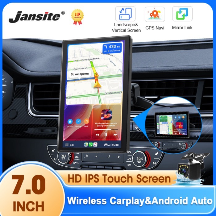 Universal 7 inch Portable Carplay AI Screen IPS Screen Wireless Carplay Android Auto GPS Navigation