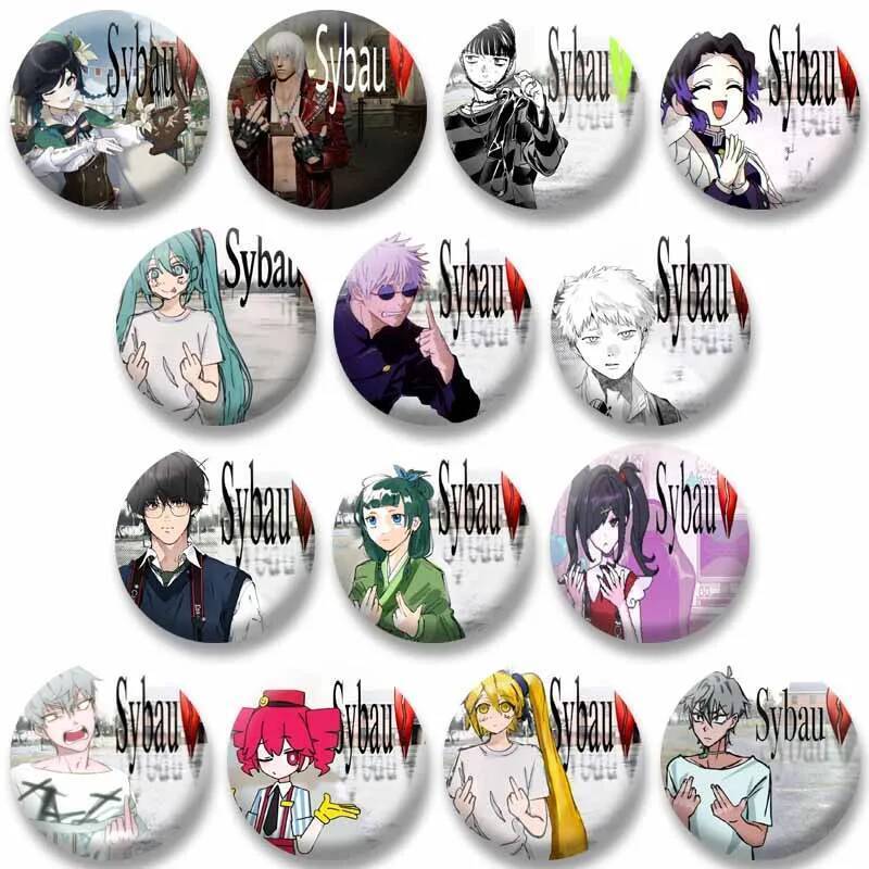 sybau meme เหรียญเข็มกลัด สำหรับกระเป๋าและเสื้อผ้า อุปกรณ์เสริมการ์ตูน คอสเพลย์ gojo till พินส์