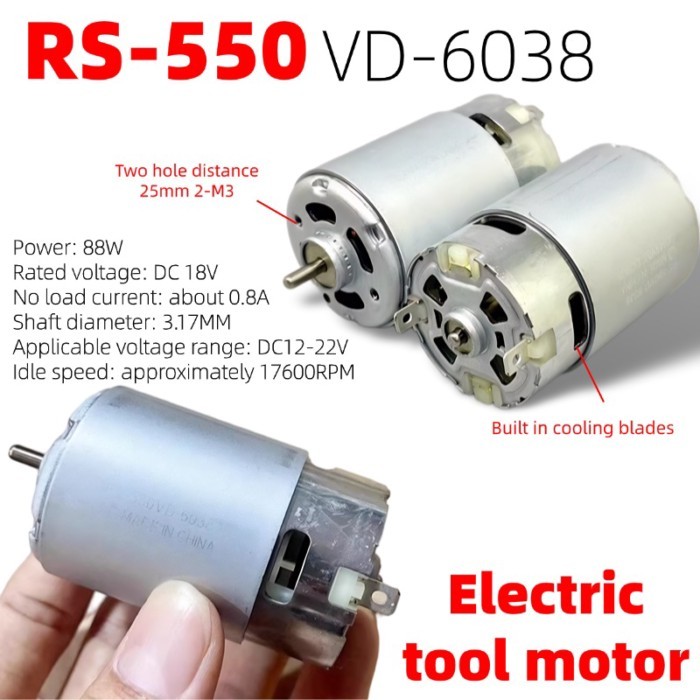RS-550VD-6038 Motor 18V 88W, High-Speed Powerful Replacement Motor for Power Tools, High Efficiency