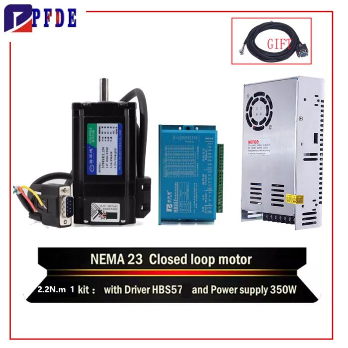 1set Nema 23 Hybird Servo Motor Set Boat Engine：Driver HBS57+57 Hybird Closed Loop 2.2N.m Stepper M