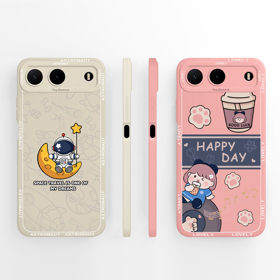 ปลอกสําหรับ Tecno Spark 40 5G น่ารักนักบินอวกาศสาวสแควร์ Drop-Resistant กันกระแทกป้องกันที่ไม่ซ้ํากันฝาครอบโทรศัพท์สําหรับ Tecno Spark40 แฟชั่นซิลิโคน Capa กันชน