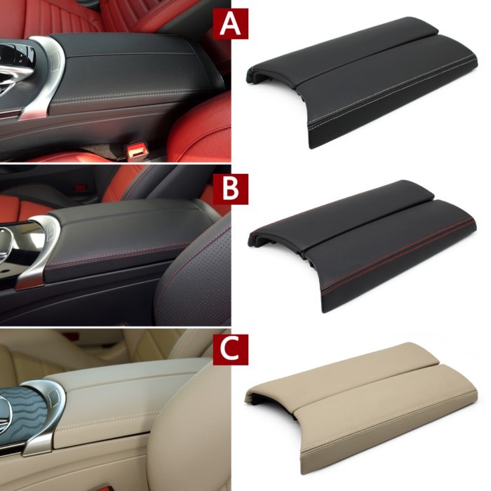 Car Center Console Lid Armrest Cover Leather Panel For BENZ C GLC W205 W253 X253 Coupe Convertible