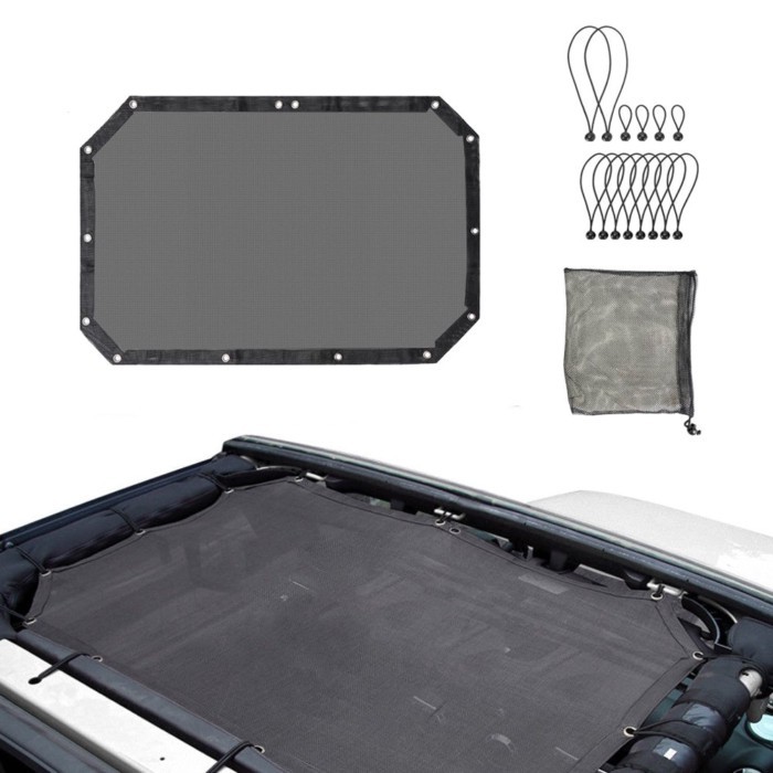 UV Protection Mesh Top Sunshade Accessory For Jeep Wrangler Top Roof JK JKU 2 Doors 2007-2017 2016