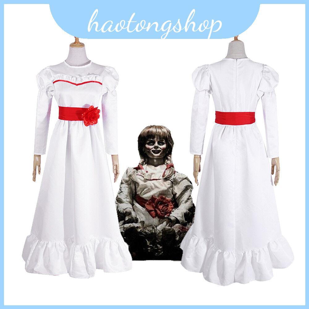 Annabelle Charming Creation White Dress Thrilling Halloween Costume ทุกวัยสําหรับ