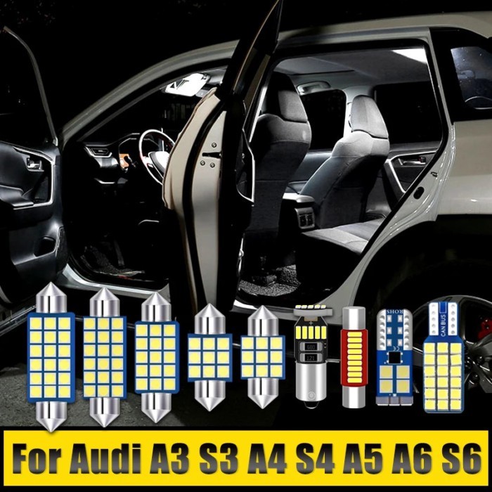 For Audi A3 8L 8V 8P S3 RS3 A4 B6 B7 B8 S4 A5 S5 RS5 A6 C5 C6 C7 S6 RS6 Car LED Bulbs Interior Dome