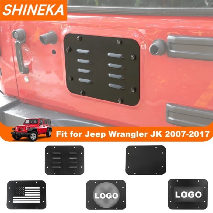 Tailgate Exhaust Vent Decoration Cover Rear Spare Tire Carrier Filler Plate for Jeep Wrangler JK 20