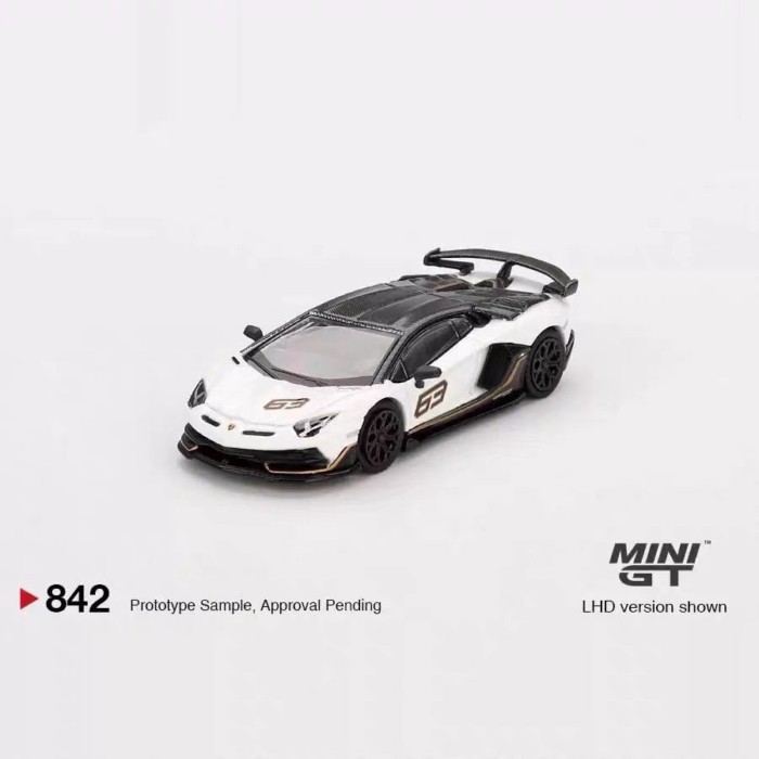 สต็อกพร้อม 1: 64 MINIGT #842兰博基尼Aventador SVJ 63 โมเดลรถอัลลอยโรงงานเดิม
