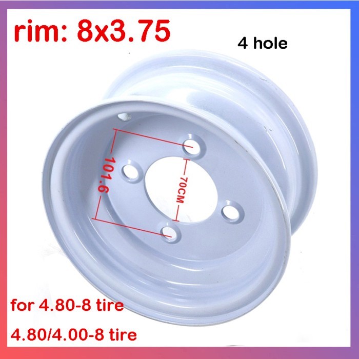 Size 8x3.75 Rim 4.80-8 Hub Rim 4.80/4.00-8 "Trailer 4 Holes 5 Holes For Tool Car Trailer Forestry M