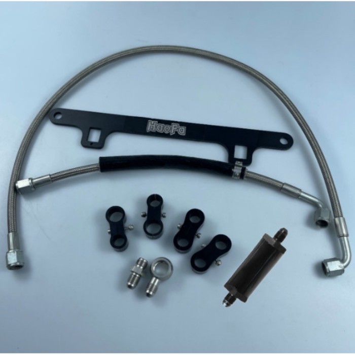 200 Series PTFE Stainless Steel Braided Turbo Oil Feed Line Kit with Bracket for Ford Falcon FG XR6