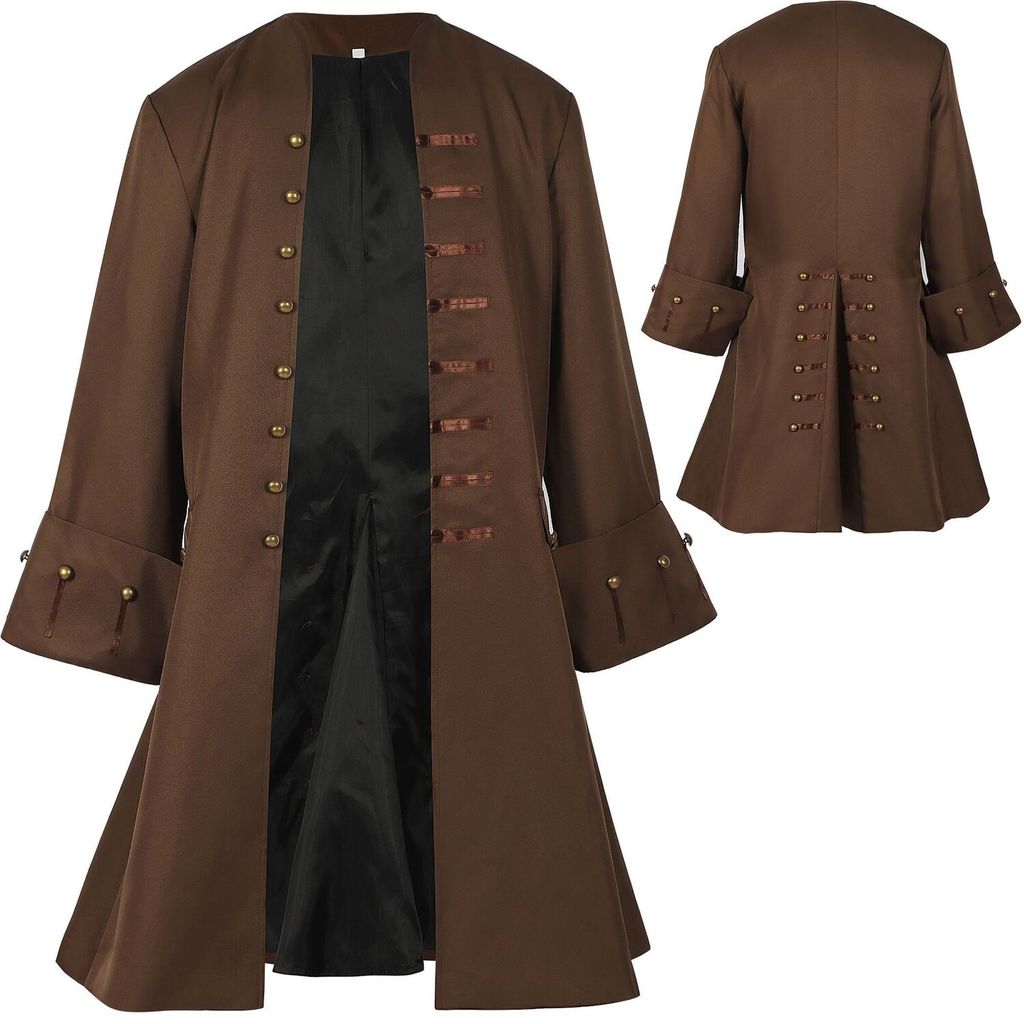 ฮาโลวีน Pirates of the Caribbean Renaissance Medieval Coat ชุดโจรสลัดสําหรับผู้ใหญ่ ชุดการแสดงบนเวที