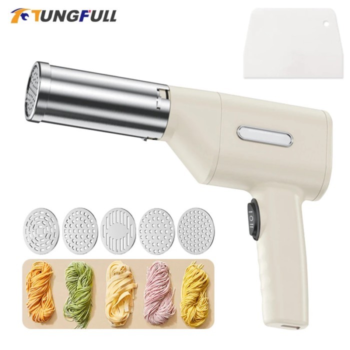 Electric Pasta Noodle Maker 5 Molds Pasta Maker Machine Portable Rechargeable Wireless Handheld Noo