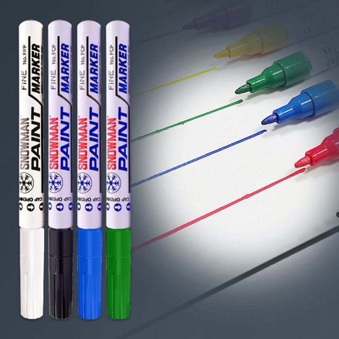 SNOW MAN Snowman Paint Pen 1mmFCP กันน้ําแอลกอฮอล์ Non-Fade สีดําสีขาวสีเทา Low Halogen Marker