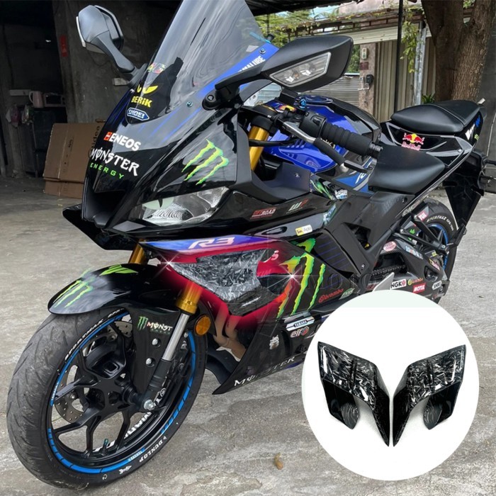For Yamaha YZF-R3 YZF R3 YZFR3 2019-2024 ABS Plastic Motorcycle Fixed Wind Wing Aerodynamic Wings F