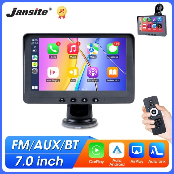 Portable 7 inch Car Radio Wireless Carplay Android Auto Multimedia Video Player Touch Screen With U