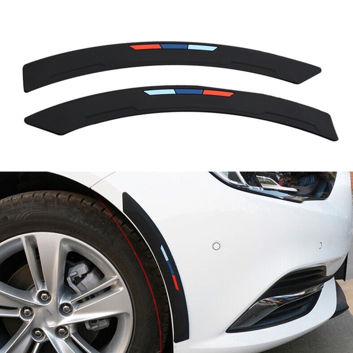 2pcs Car Wheel Rim Eyebrow Protector Wheel Arch Mouldings Rubber Stickers Decorative Strip Bumper P