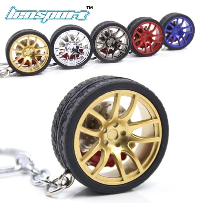 LEOSPORT-RIM wheel keychain Car wheel Nos Turbo keychain key ring metal with Brake discs 002