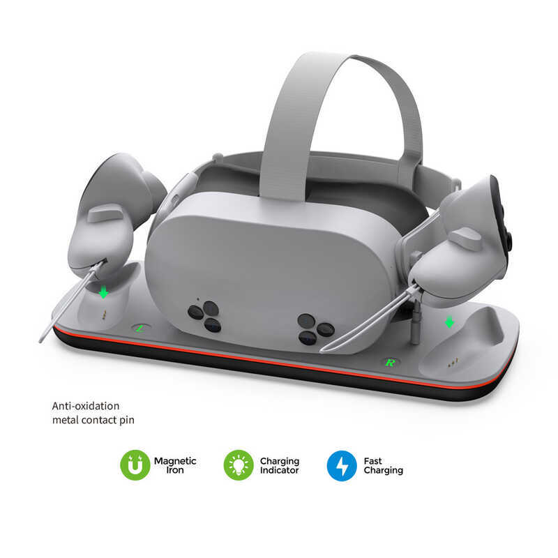 เหมาะสําหรับ Meta Quest 3S VR หมวกกันน็อคแท่นชาร์จ Quest3 Handle Contact Dock Charger พร้อม LED Ligh