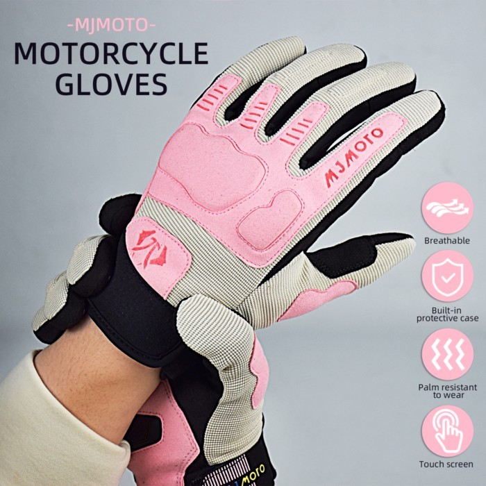 Women's Motorcycle Gloves Summer Breathable Pink Purple Riding Cycling Moto Gloves Cycling Protecti