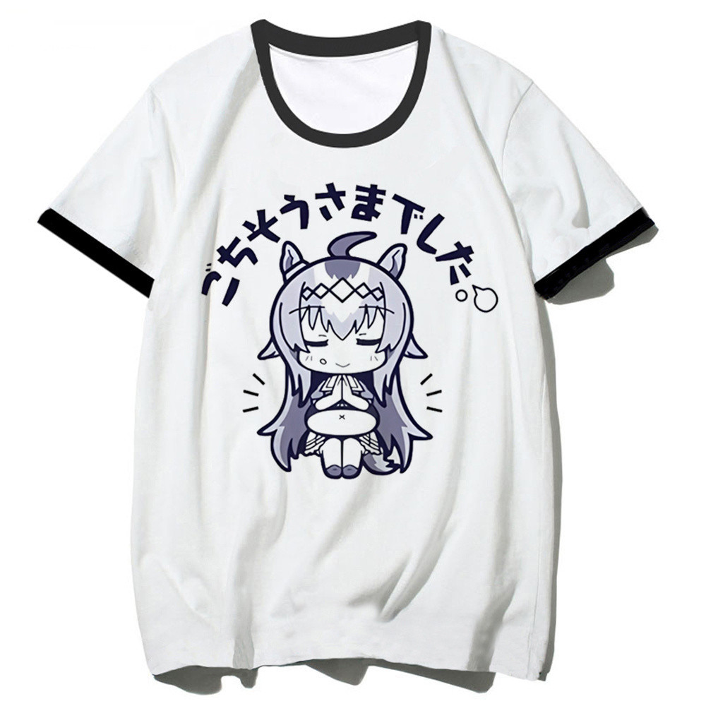 เสื้อยืดวัยรุ่น Uma Musume สไตล์อนิเมะ กราฟิกเก๋สำหรับผู้หญิง