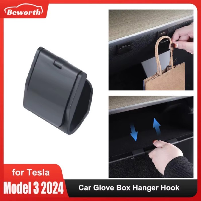 For Tesla Model 3 Highland 2024 Model Y Glove Box Hidden Hook Passenger Purse Bag Hanger Hat Umbrel