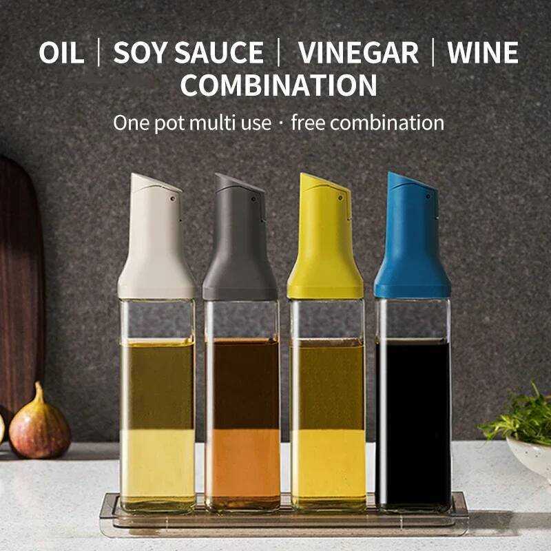 C 500Ml Vinegar Sauce Olive Oil Bottle Glass Oil Dispenser Leak-Proof Seasoning Bottle Kitchen Cook