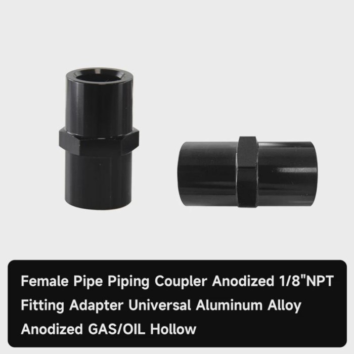 2PCS Pipe Piping thread Coupler Red Finish Aluminum Fitting Adapter 1/2NPT 1/4NPT 1/8NPT 3/8NPT