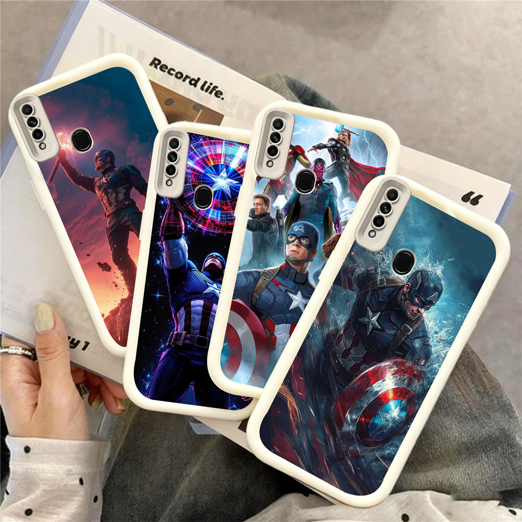 WB51 Marvel กัปตันอเมริกาปลอกสําหรับ Hp ชุบ OPPO A57e A55 A57s A72 A54S A58 A57 A7 A5S 2018 5G วัสดุ