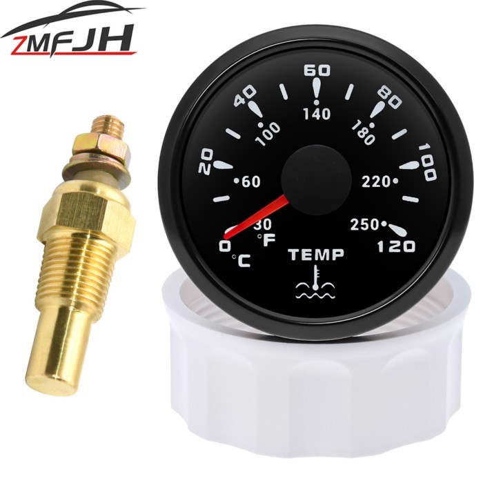 AD 7 Color BackLight 52mm Car Truck Boat Water Temp Gauge Temperature Sensor 0-120  Meter Vehicle I