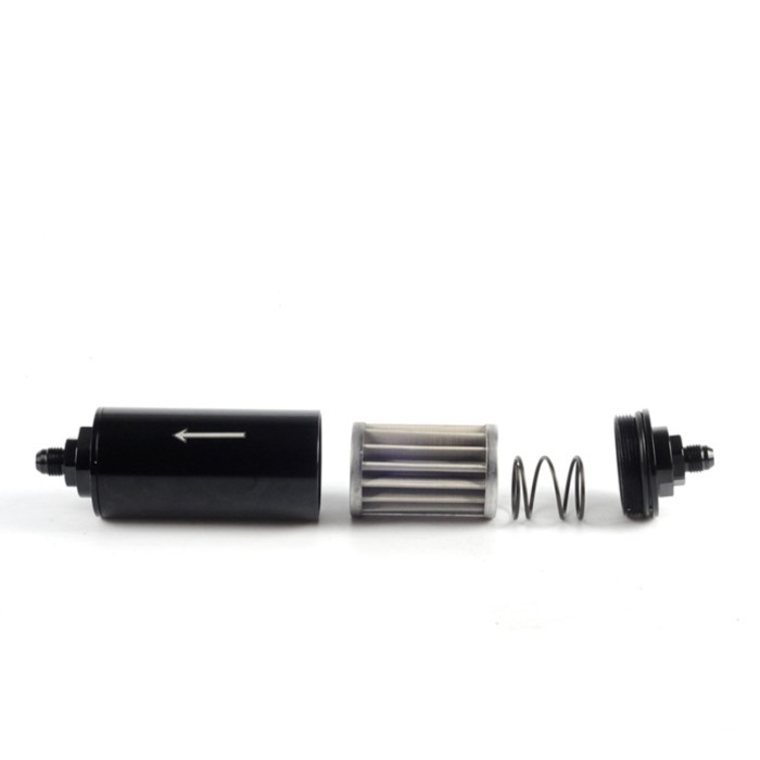50MM Fuel Filter E85 Stainless Steel Filter With 100 Microns Steel Element AN6 AN8 AN10 9MM Adaptor