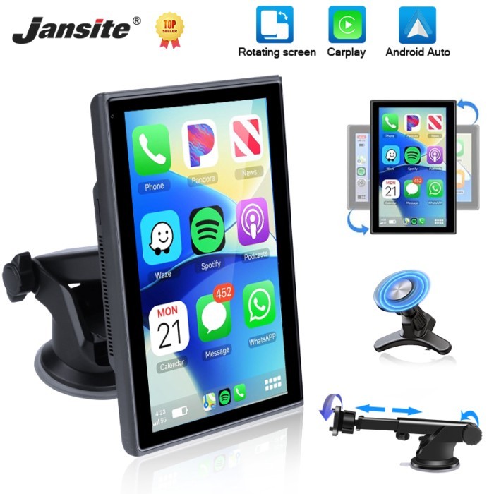 7 inch Portable Carplay AI Screen Wireless Carplay Android Auto GPS Navigation Bluetooth Multimedia