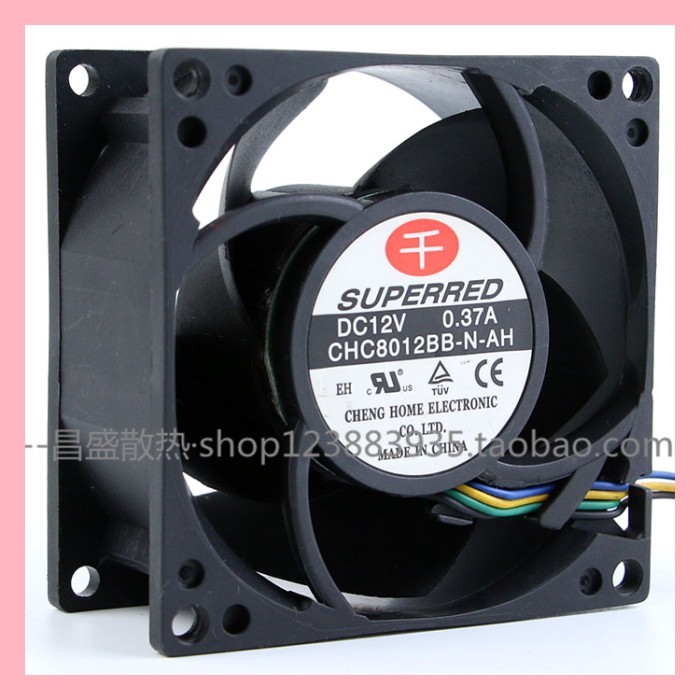 Original Qianhong 8038 12V 0.37A Dell 4 สาย PWM อุณหภูมิควบคุมแชสซีพัดลม CHC8012BB-N-AH