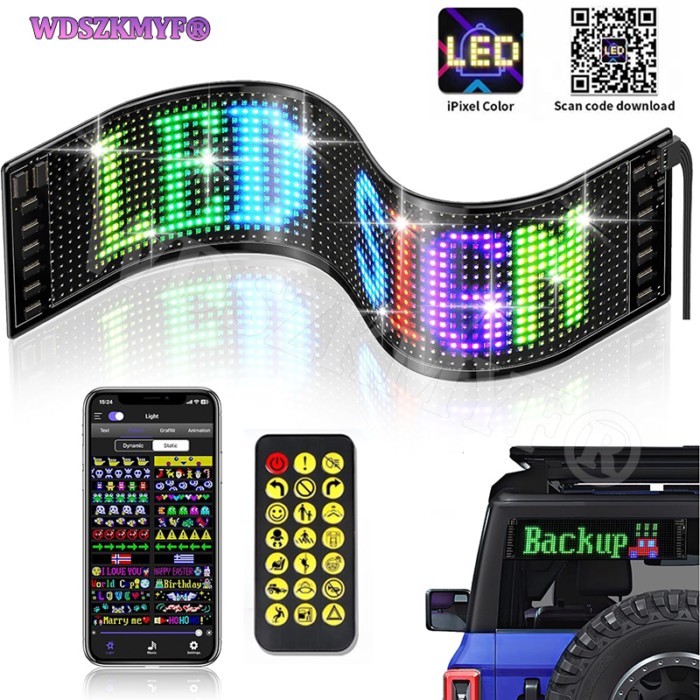 LED Matrix Pixel Panel, Scrolling Bright Advertising LED Signs, DIY Flexible Screen USB 5V LED Car