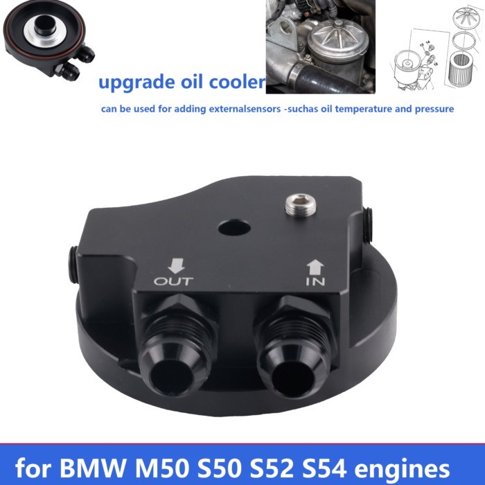 Engine Oil Filter Cap With Oil Cooler Fittings for BMW M50 S50 S52 S54  E36 E46 Aluminum adapter oi
