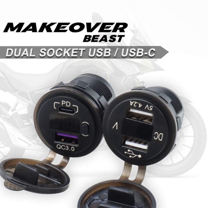 Fit for Honda Motorcycle NX500 NX400 Dual USB Socket/USB-C QC3.0 Quick Charger Socket CB500X CB400X