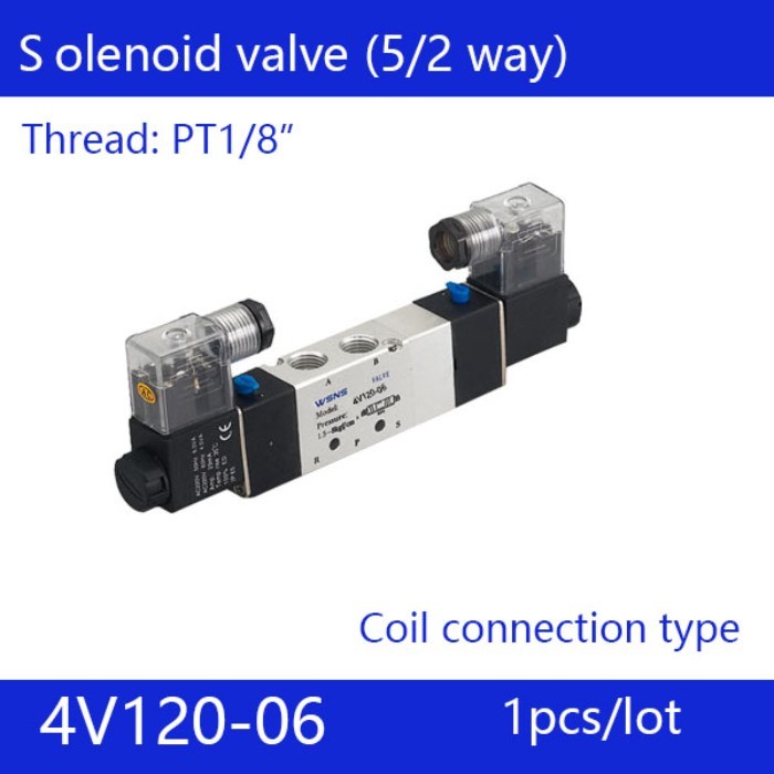 1pcs  4V120-06 3 Postion 5 way 1/8'' Solenoid Valves DC12V DC24V AC110V AC220V