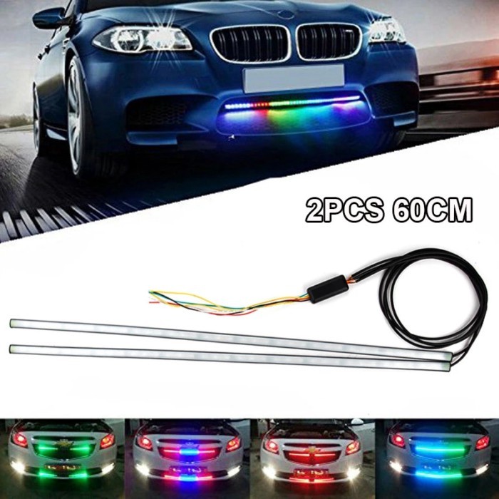 Car LED Strip Grille DRL COB Daytime Running Light Strip Waterproof Turn Signal Auto Driving Workin