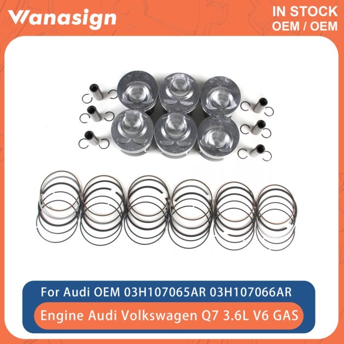 Engine Pistons & Piston Rings Kit Fit 3.6 L For Audi Q7 SKODA CMTA VW CC Passat Touareg VR6 Porsch