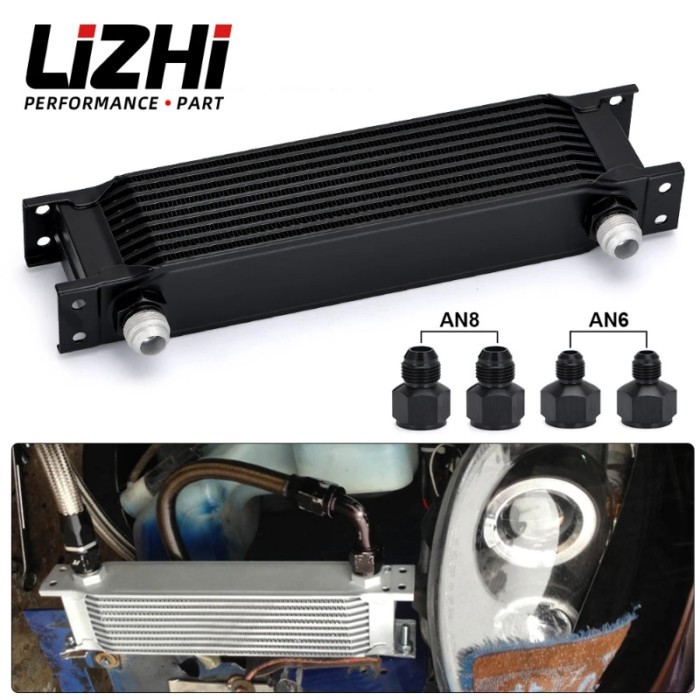 LIZHI RACING - New Style Aluminum Universal 10 Rows Engine transmission AN10 Oil Cooler  Black LZ70